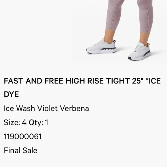 Lululemon FAST AND FREE HIGH RISE TIGHT 25" ICE DYE - Picture 2 of 2